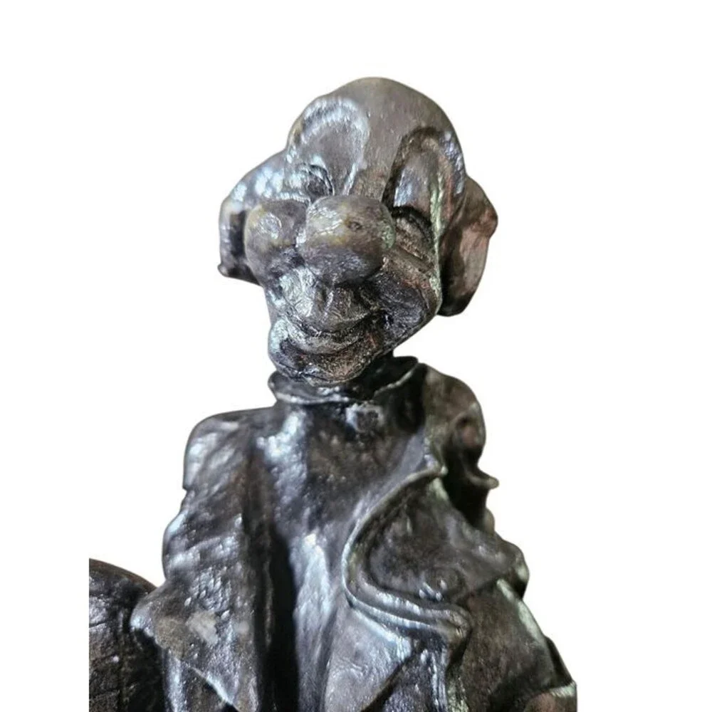 Vintage Clown Figurine with Tennis Racket  Plaster Statue, Collectible Décor